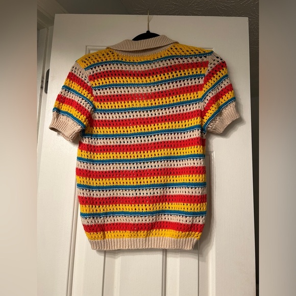 Mother Womens Multicolor Striped The Playing Field Crochet Top Medium - Picture 8 of 10